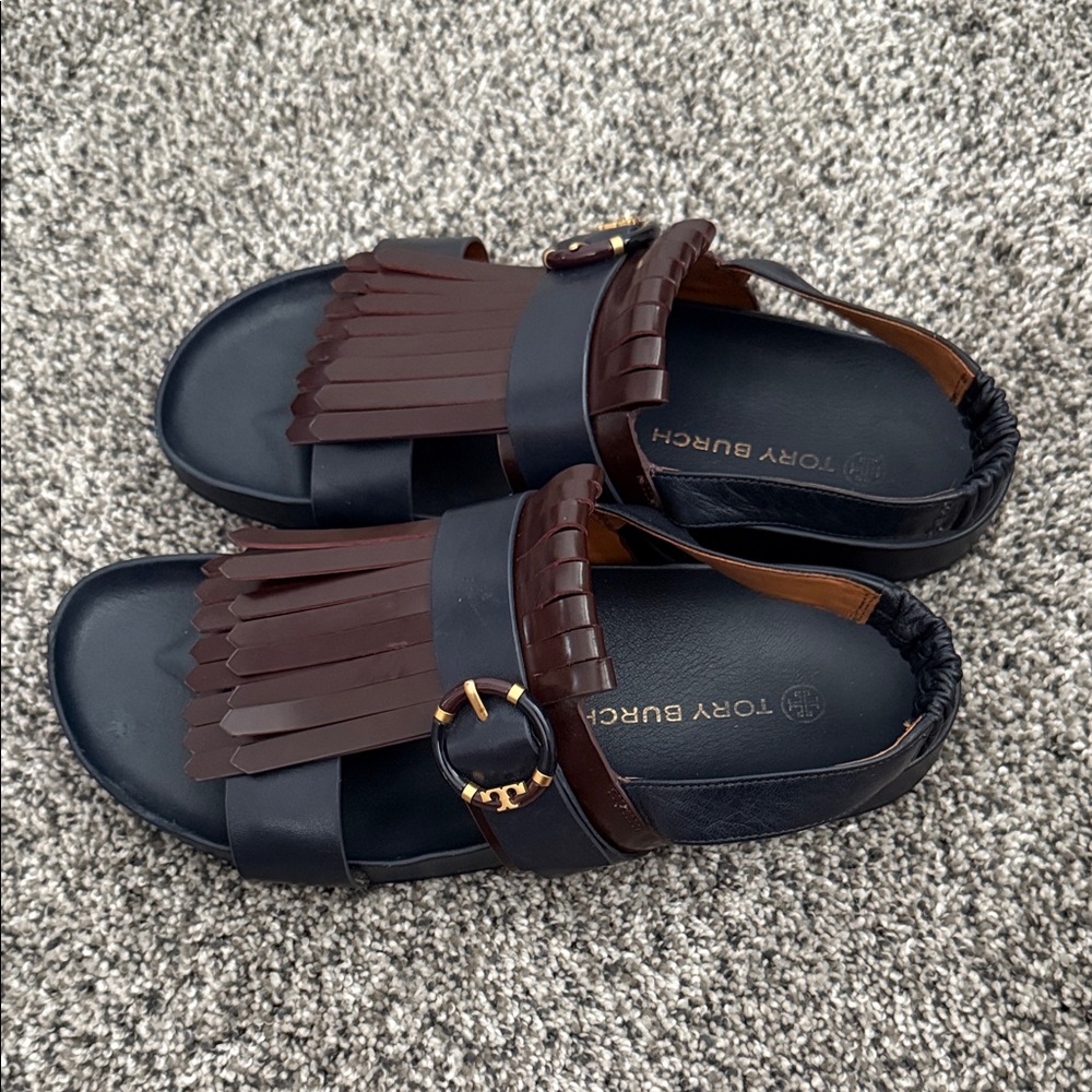 Tory Burch Blue and Brown sandals